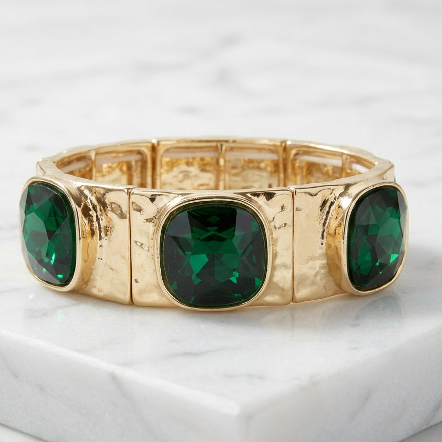 Rough Sketch Ooh & Aah Lg Stretch Bracelet in gold-tone finish with a flexible stretch design