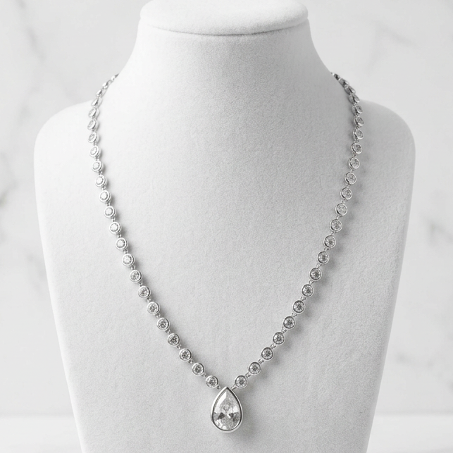 Joseph Anthony Inc. All Around CZ Pear Drop Necklace featuring a shimmering pear-shaped cubic zirconia pendant on a delicate chain