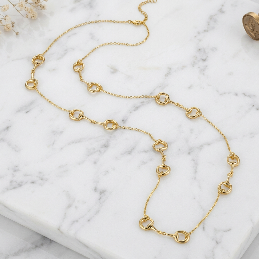 Joseph Anthony Inc. 7-Station Horse Bit Necklace, 36-inch silver-toned jewelry with equestrian-inspired design.