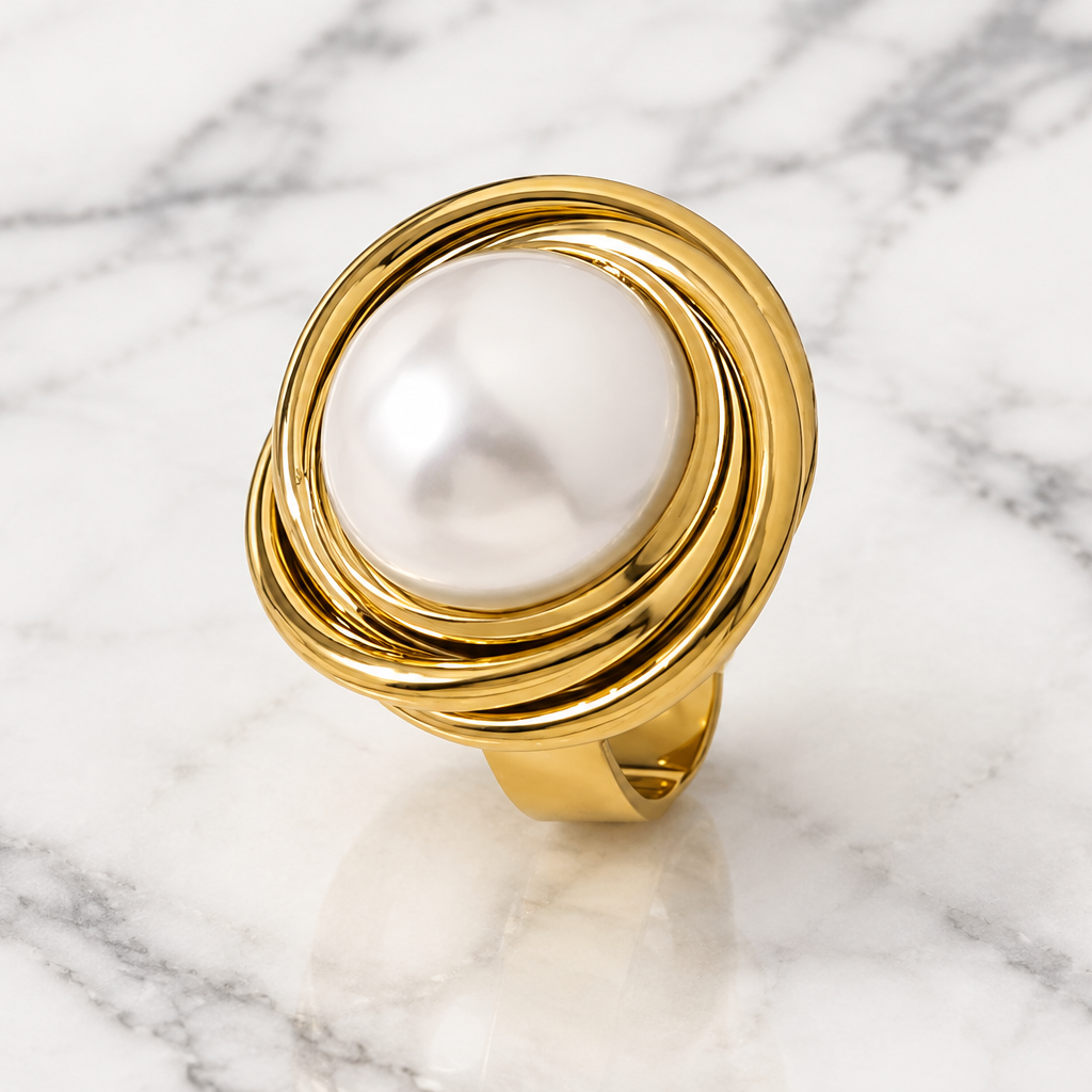 Adjustable Pearl Statement Ring