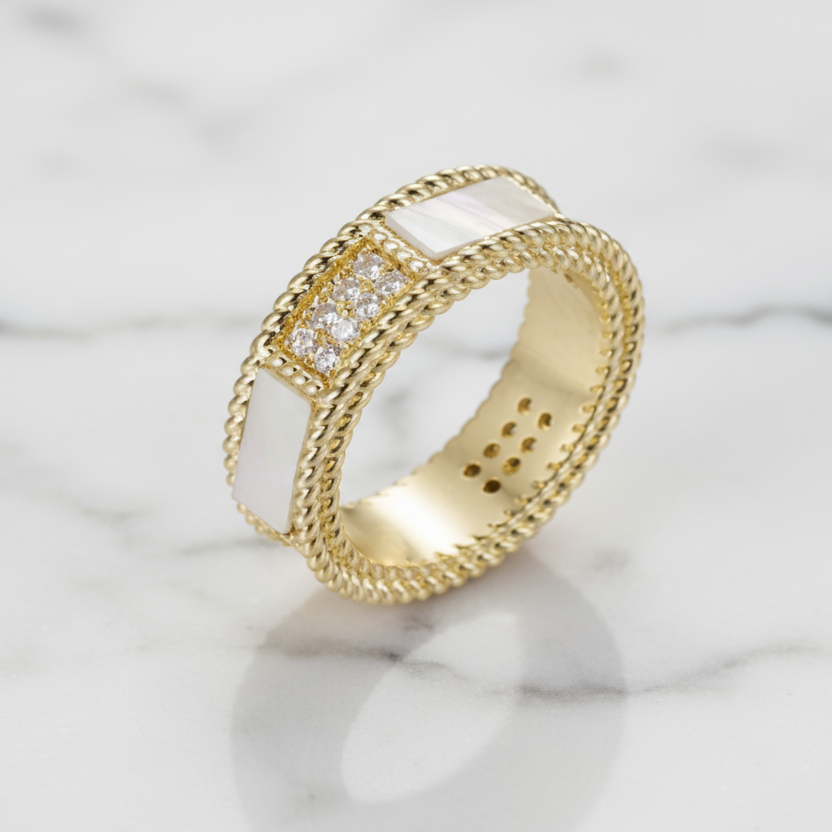 Gold Ring w/ Pave & Stones