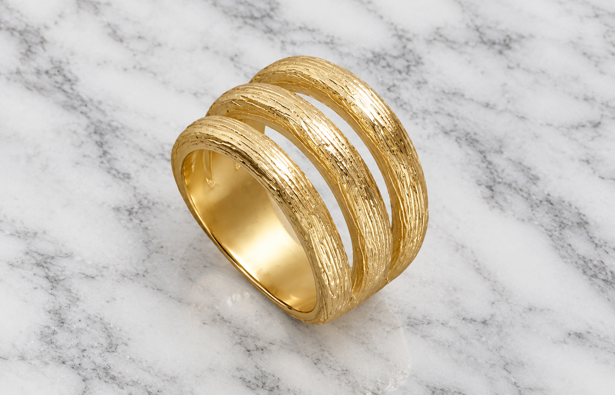 Matte Gold 3-Band Ring