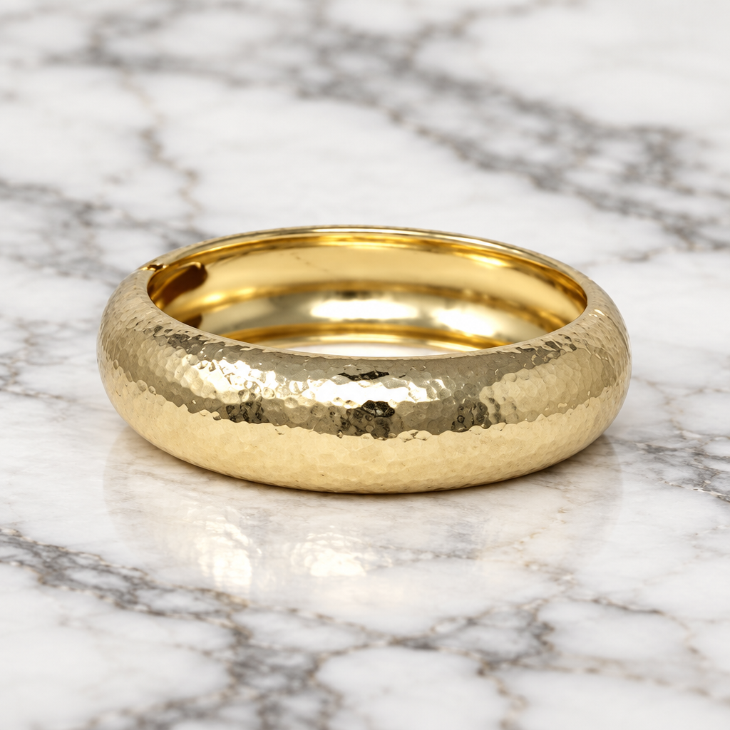 Spring Hinge Hammered Bangle