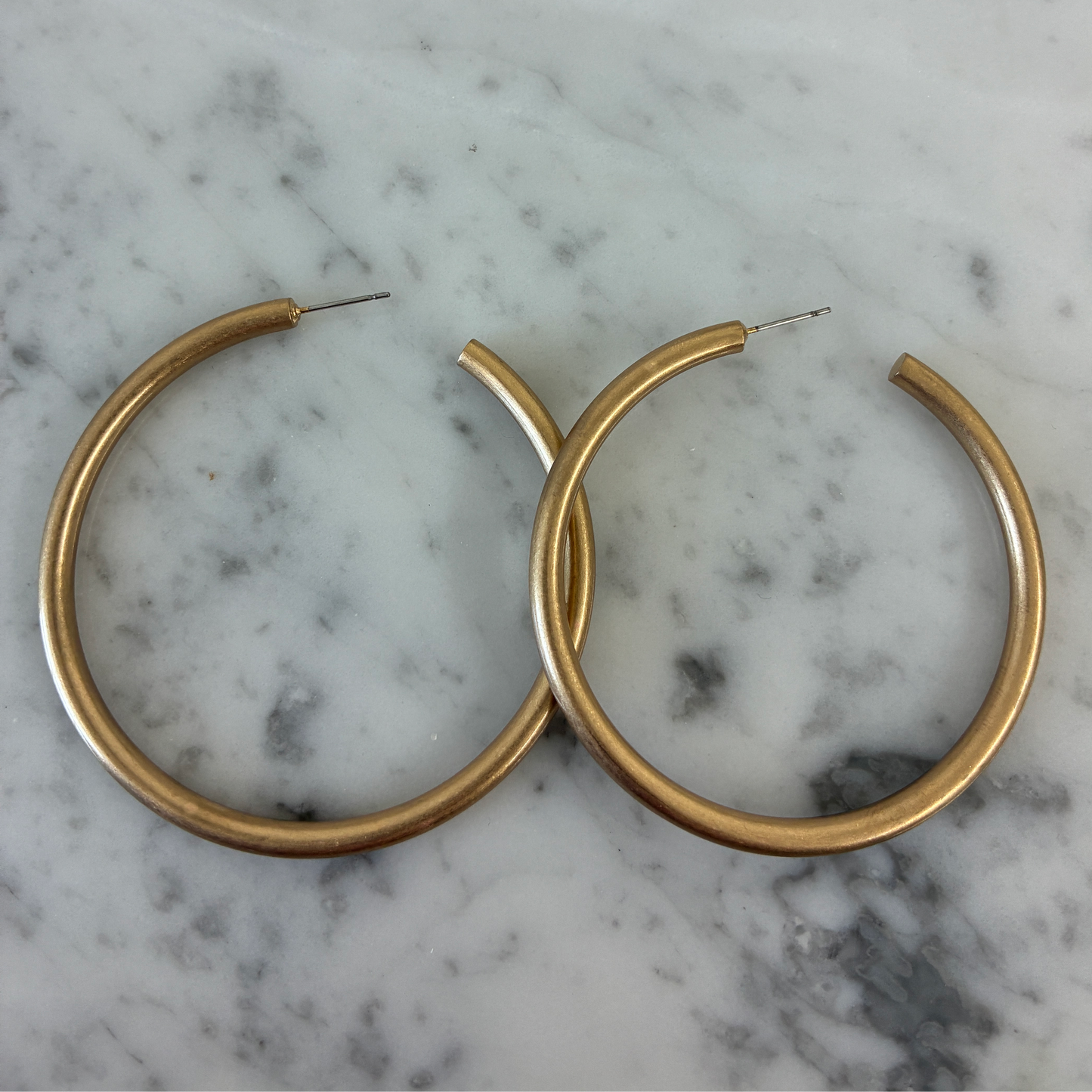 2.25" Tube Matte Gold Hoop Earring