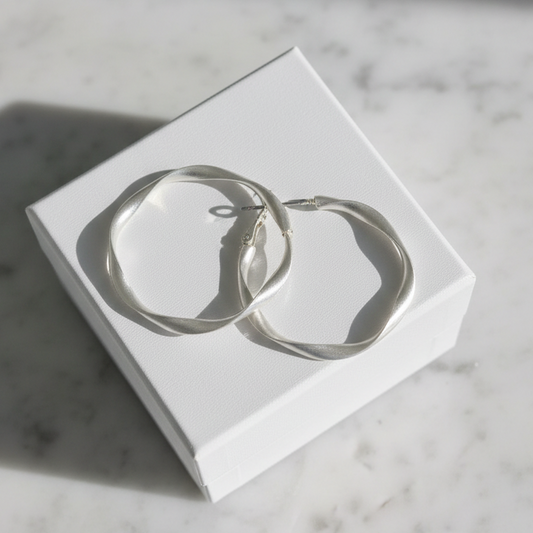 Medium Twisted Matte Hoop Earring