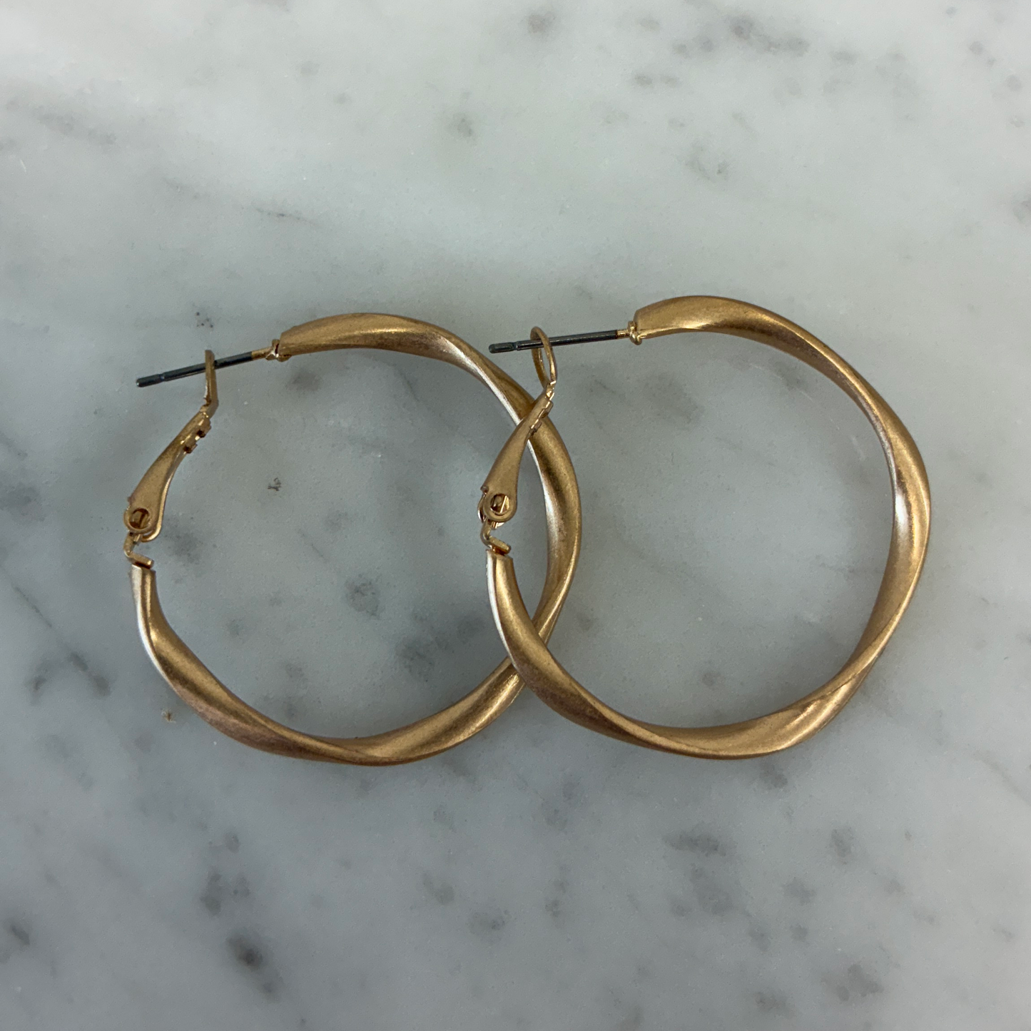 Medium Twisted Matte Hoop Earring