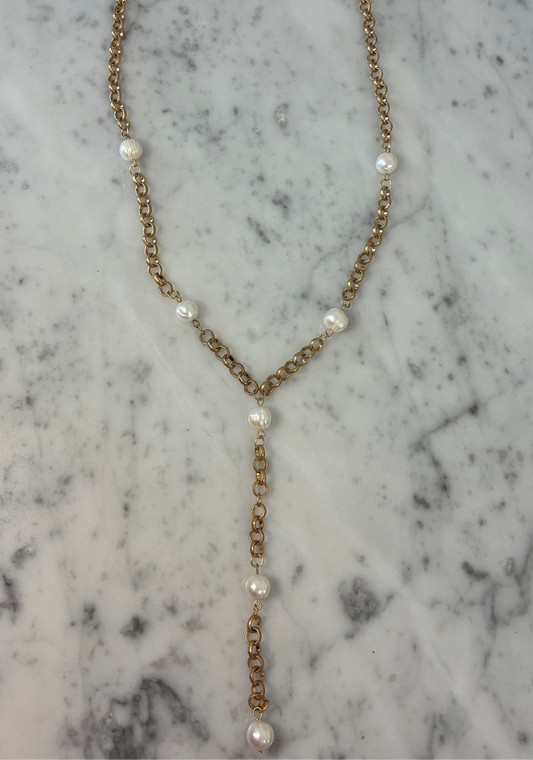 Freshwater Pearl Matte Y Necklace
