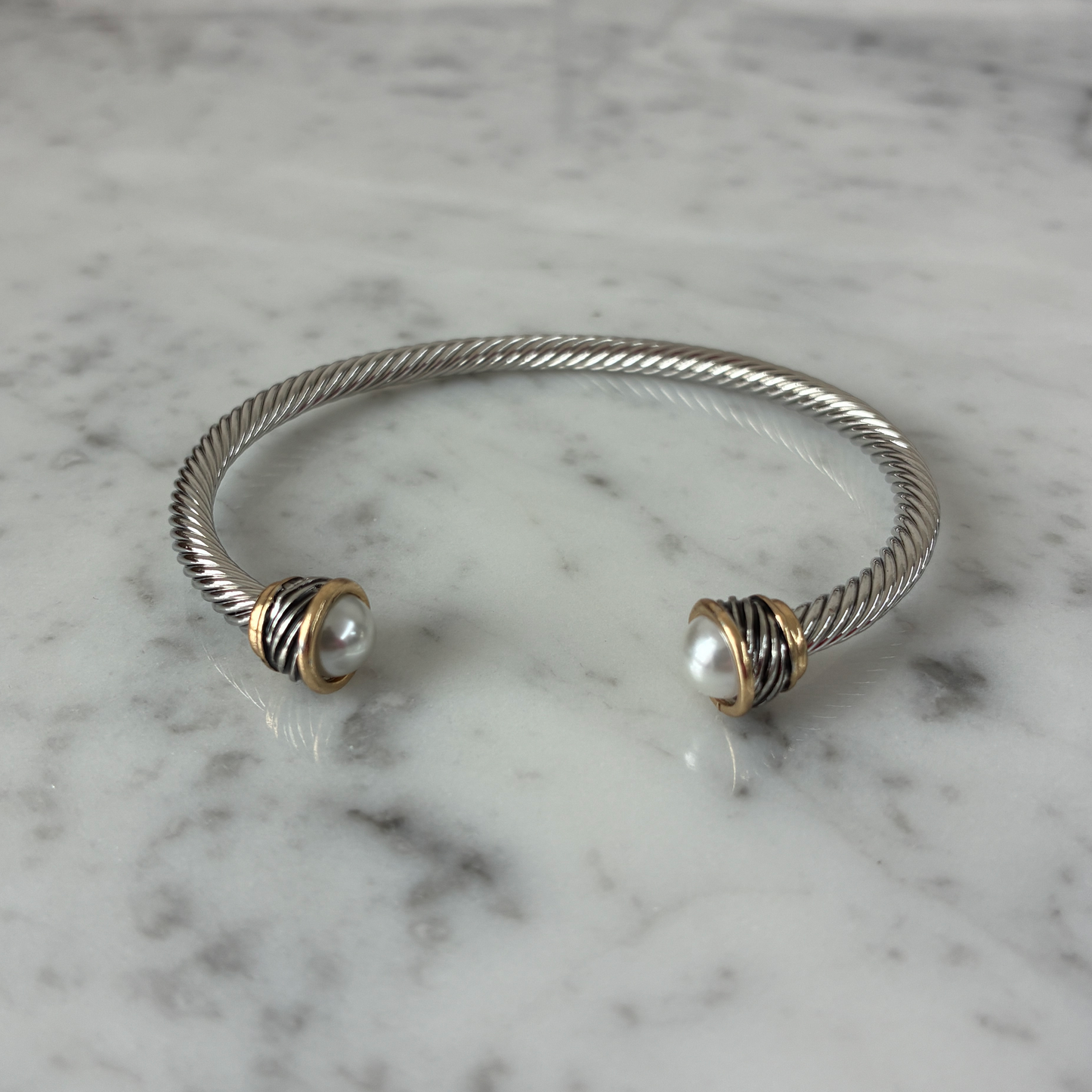 Two Tone Open Cable Bracelet