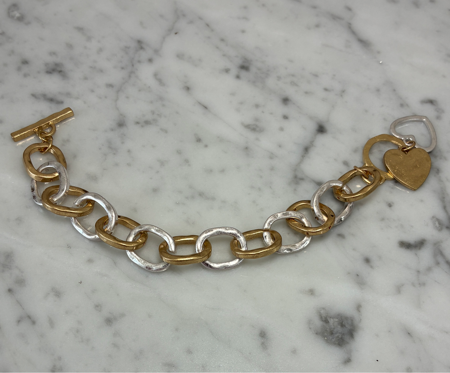 Oval Link Heart Bracelet