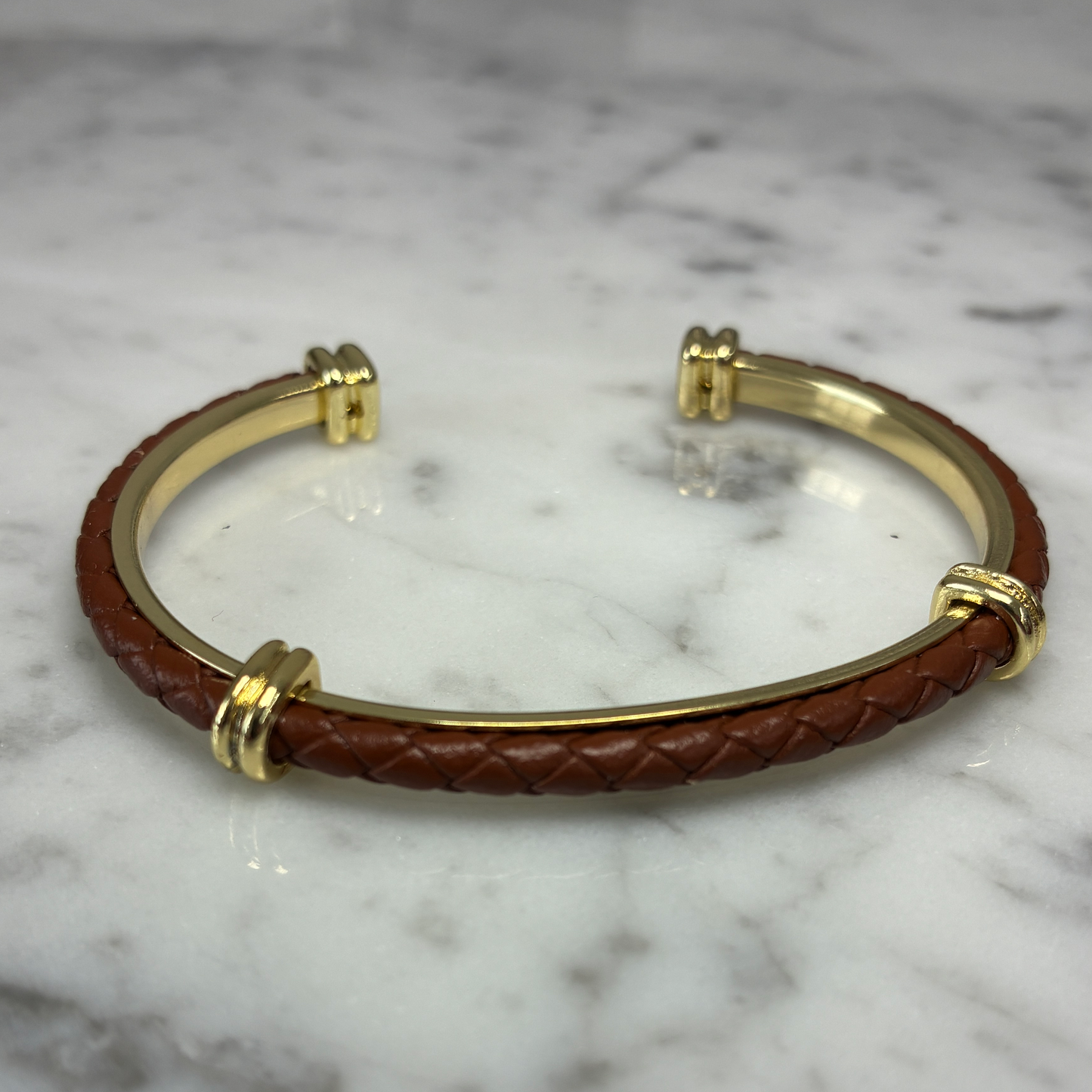 Leather Braided Cuff Bangle