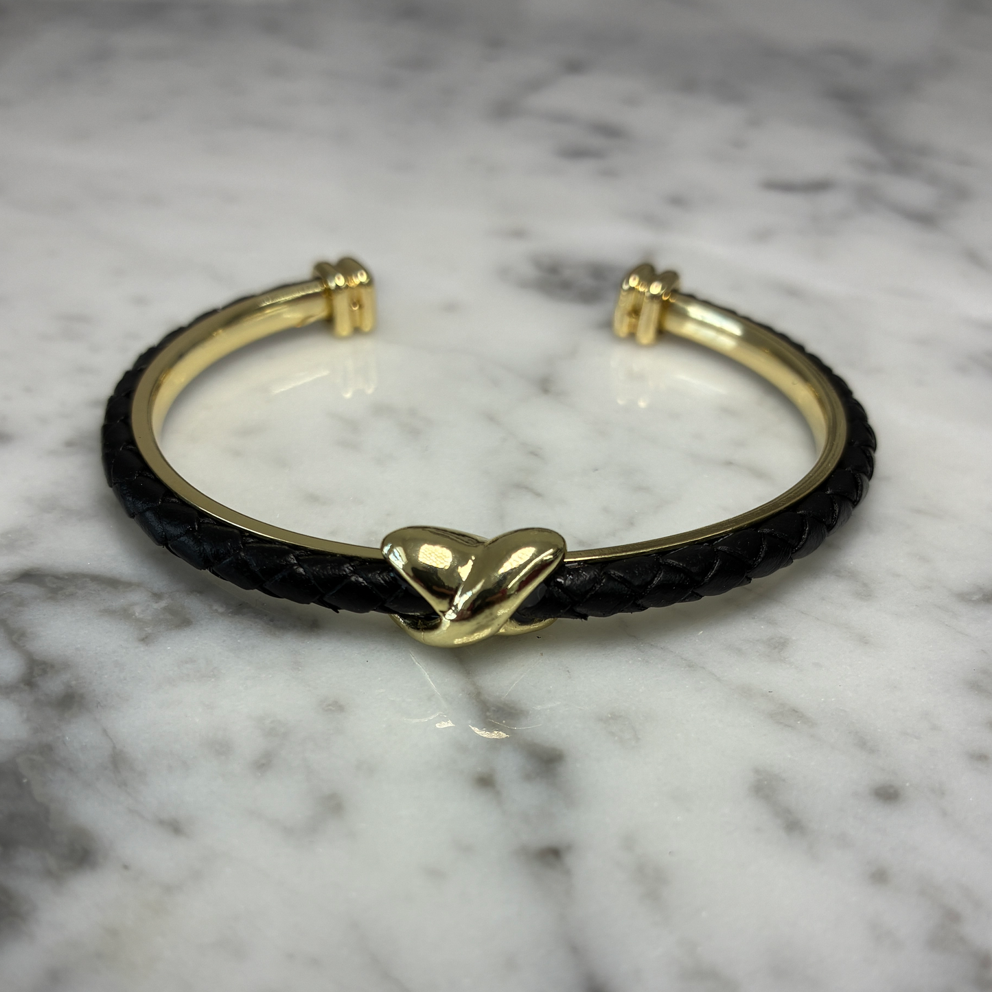 Leather Braided X Bangle