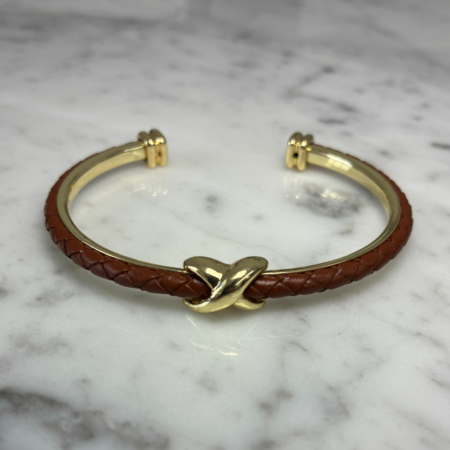 Leather Braided X Bangle