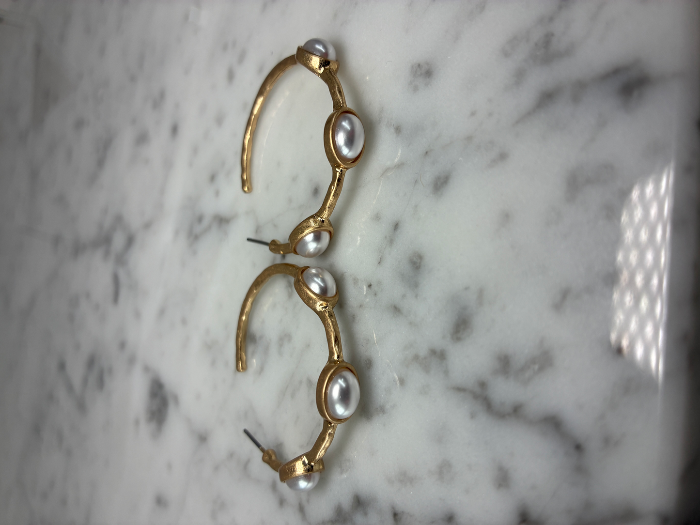 Bamboo Hoop Earrings w/Stones