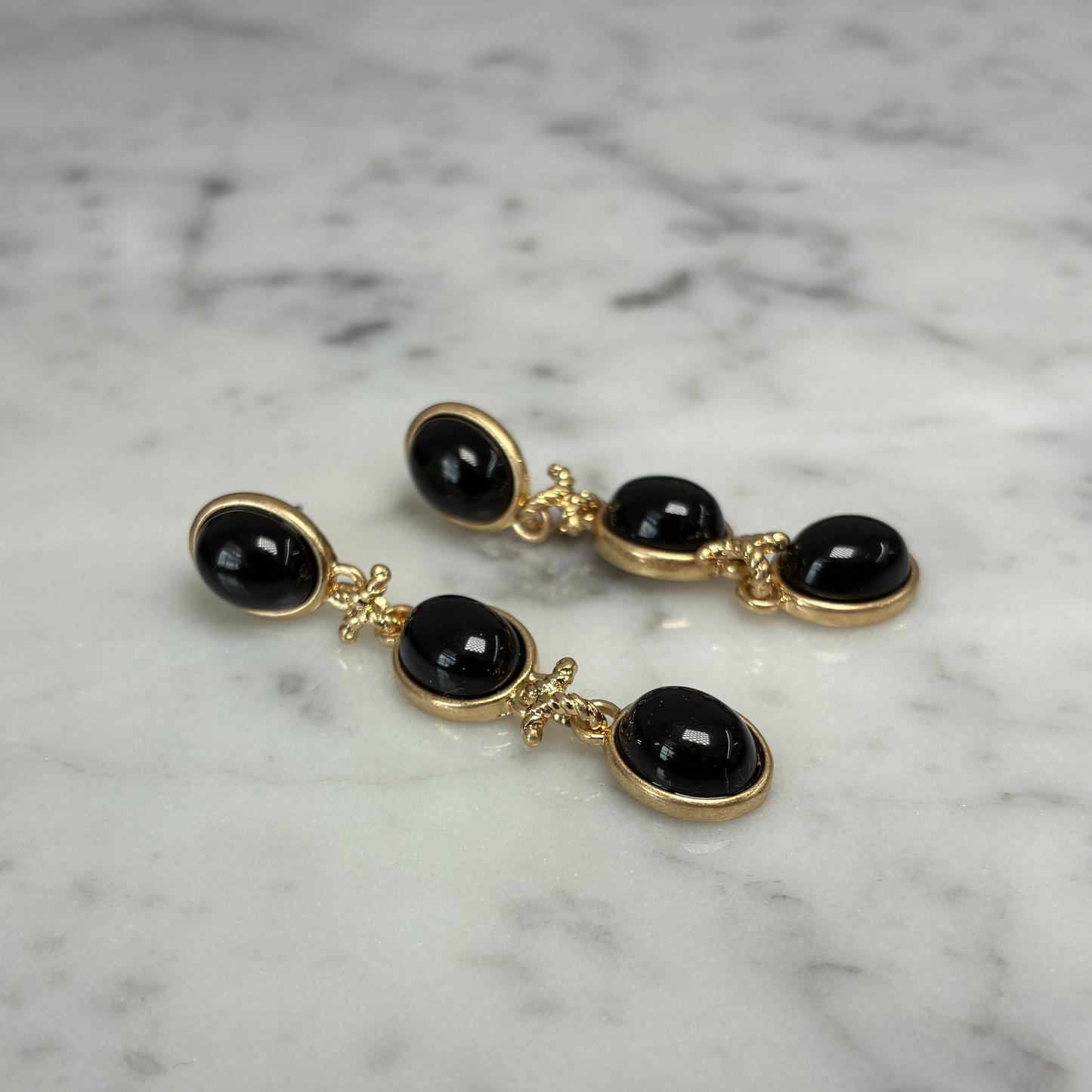 Tri Oval Stone Link Earring
