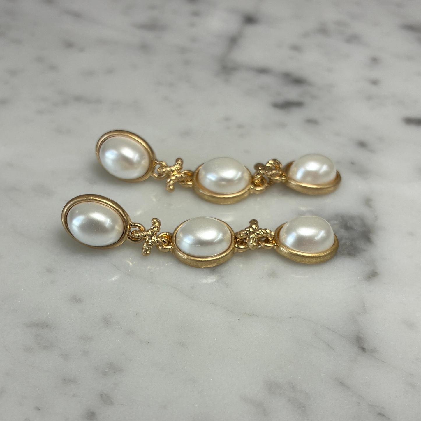 Tri Oval Stone Link Earring