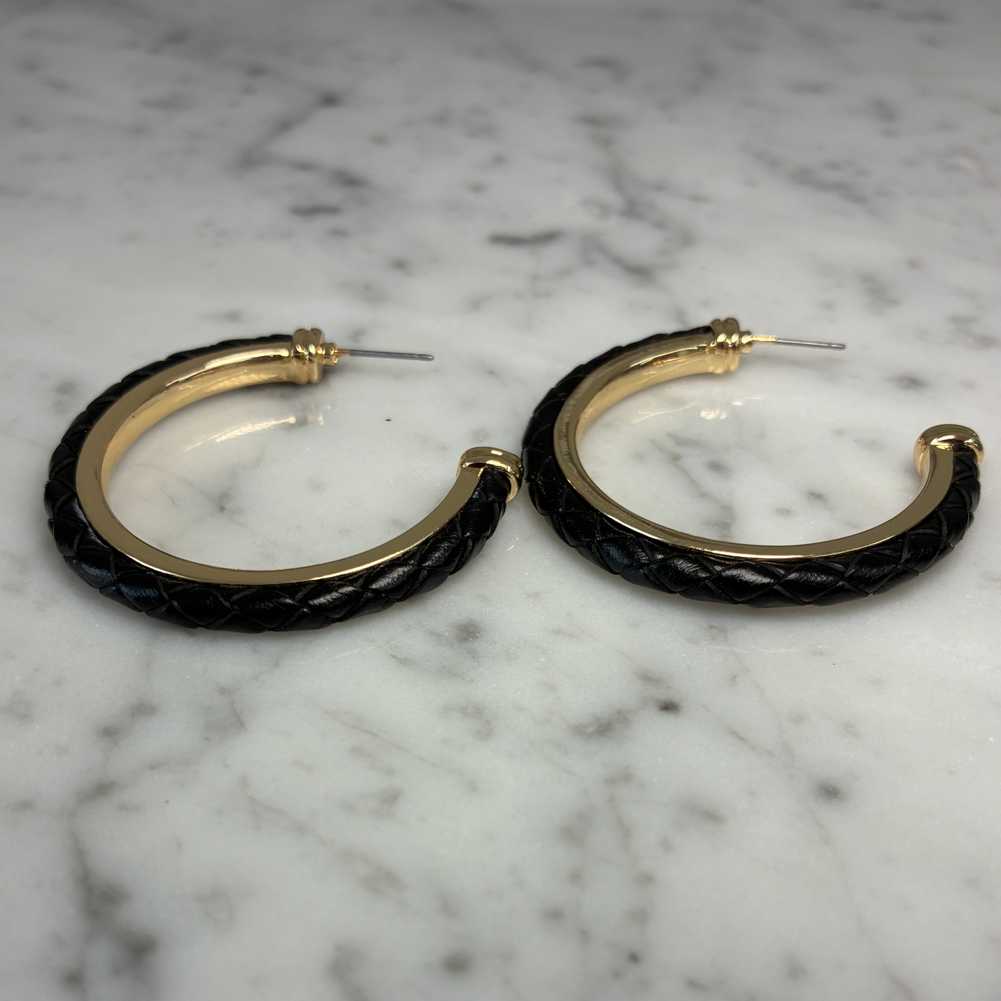 Leather Braided Hoop Earring