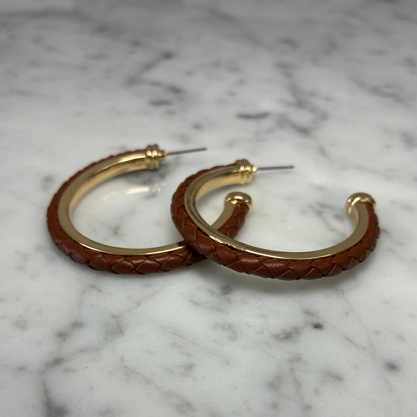 Leather Braided Hoop Earring