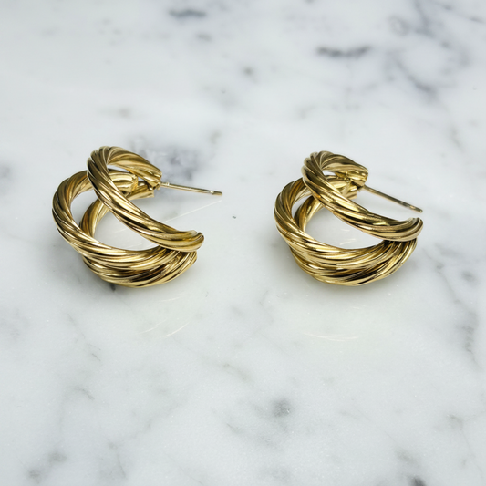 Twist Triple Half Hoop Earring