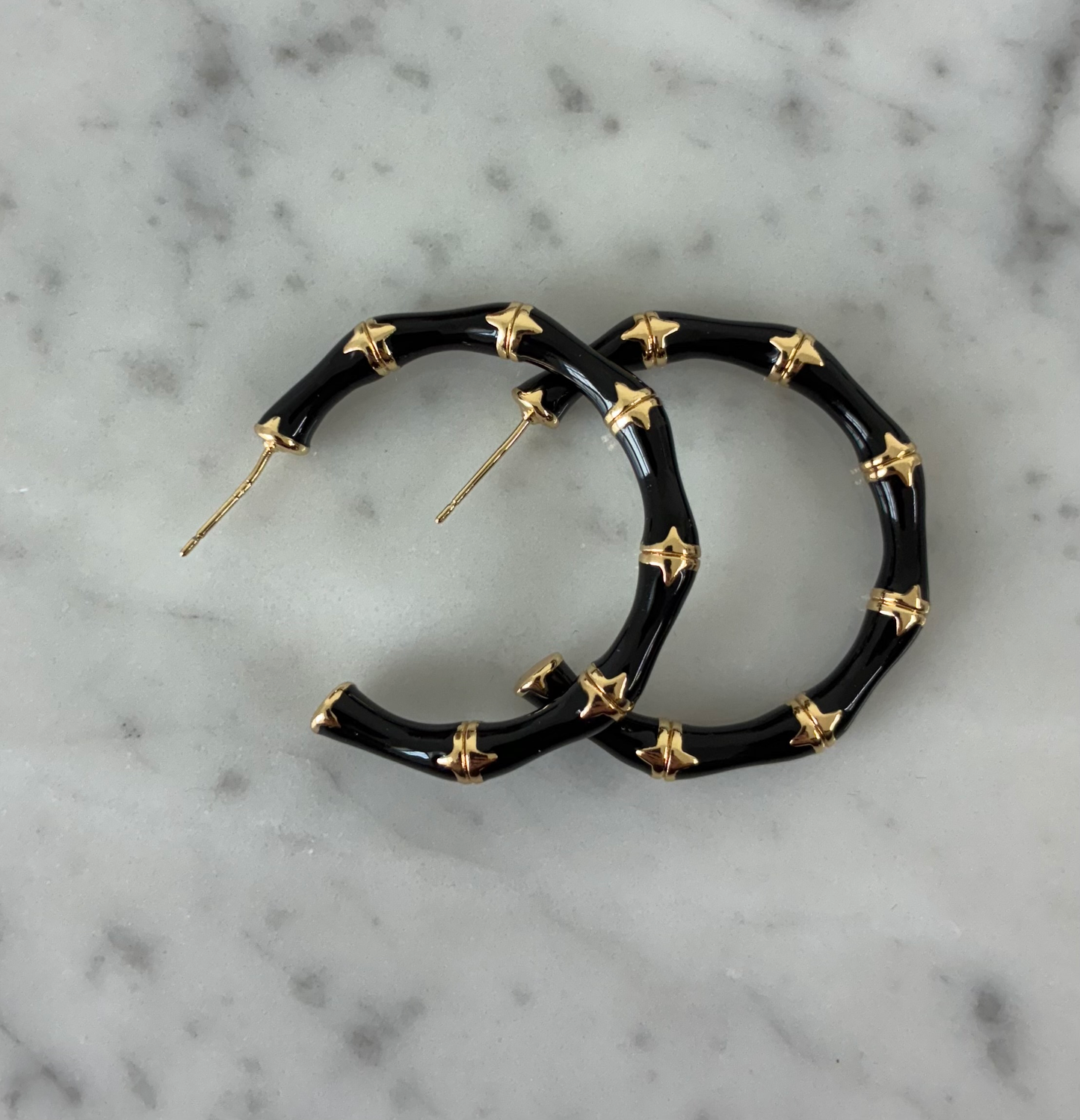 Gold Bamboo Half Hoop Earrings