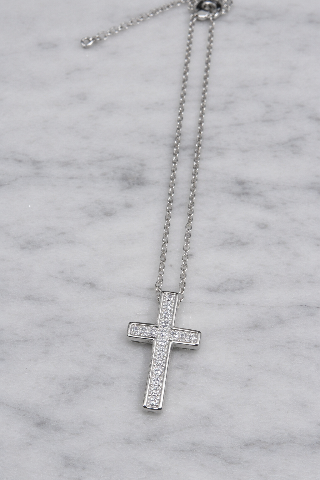 Tiny CZ Cross Necklace - 16"