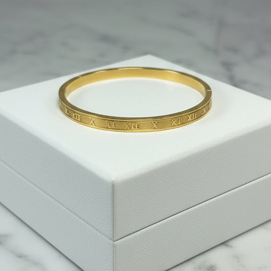 Stainless Steel Roman Numeral Bangle