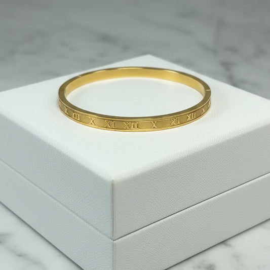Stainless Steel Roman Numeral Bangle