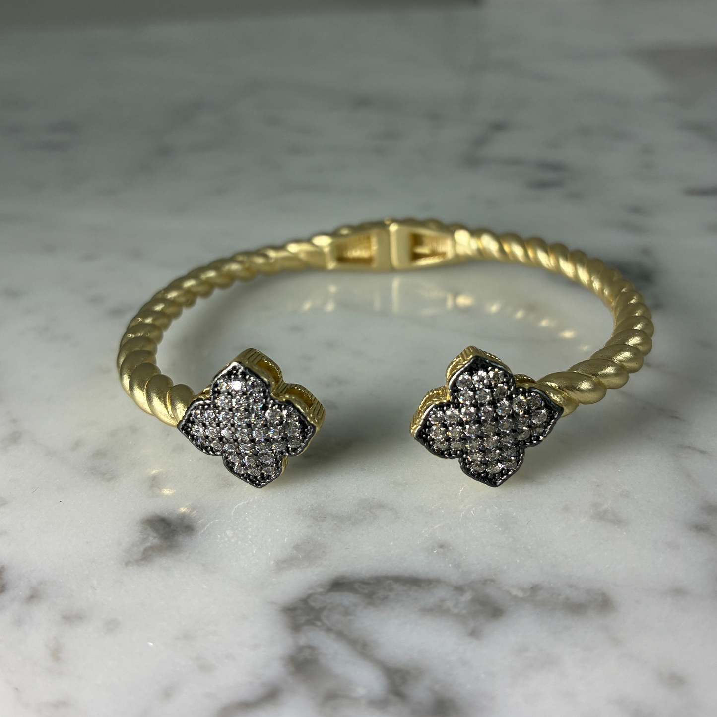 Matte Gold Hematite Cross Bangle