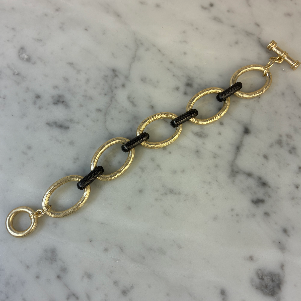 Matte Gold & Hematite Link Bracelet