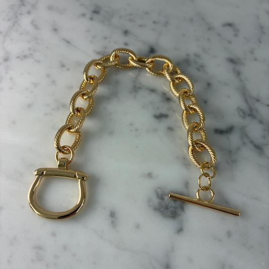 Cable Link Bracelet Horse Bit Closure