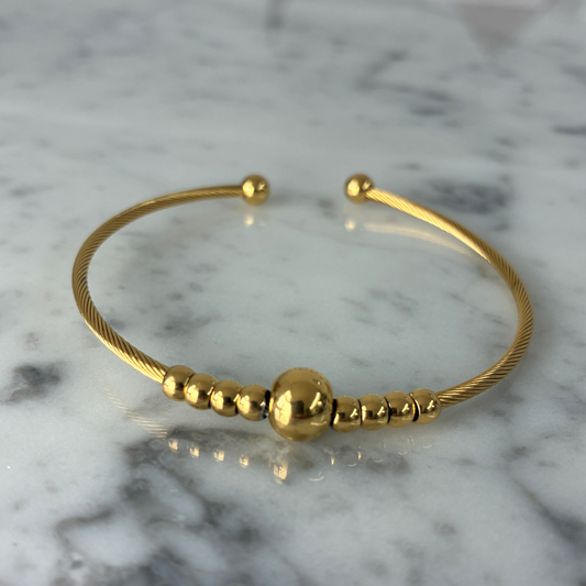 Gold Cable Bracelet w/ Beads