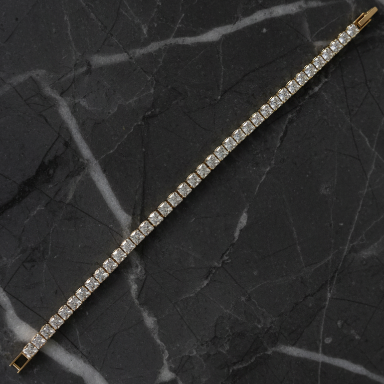 Gold Square CZ Tennis Bracelet