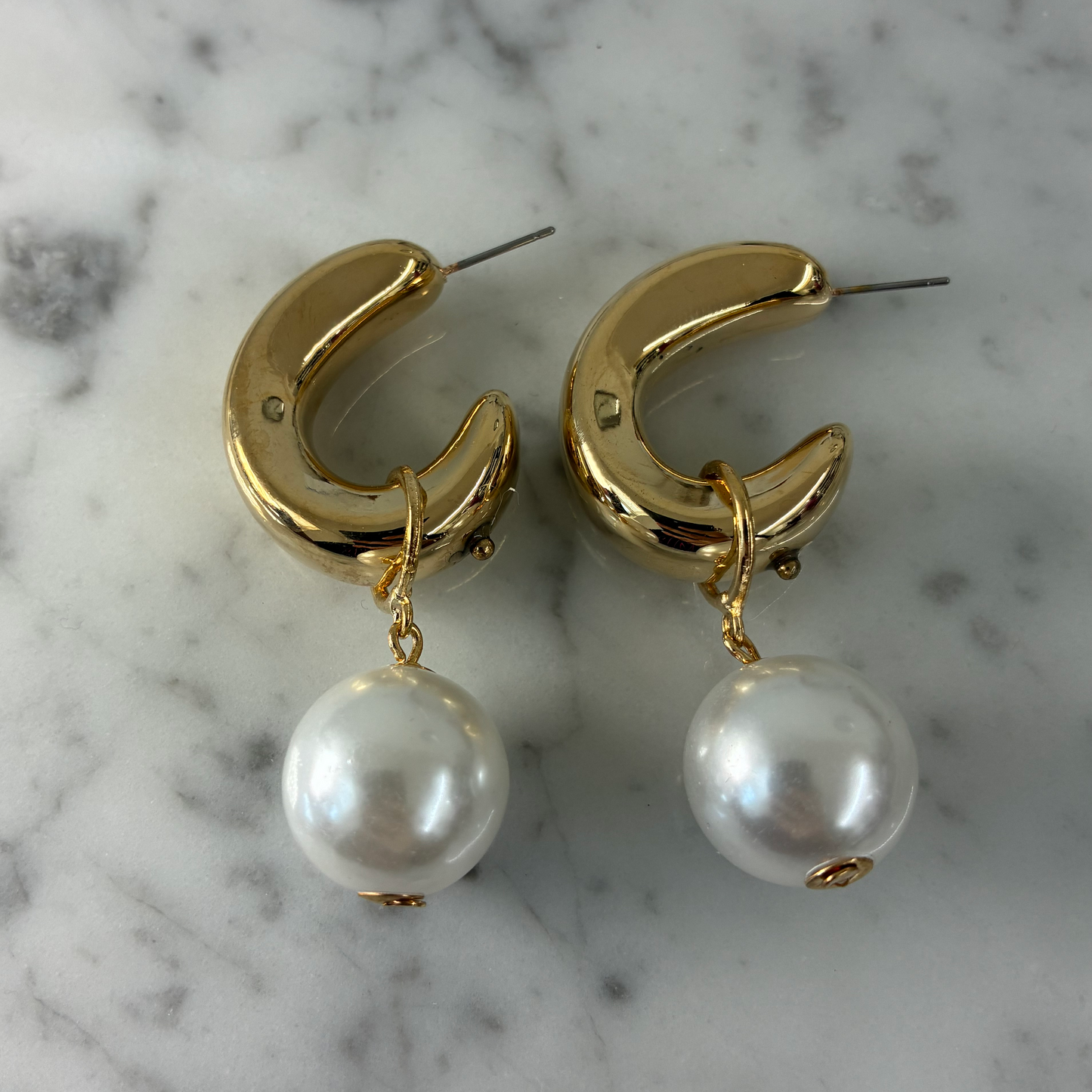 Chunky Hoop Pearl Earring