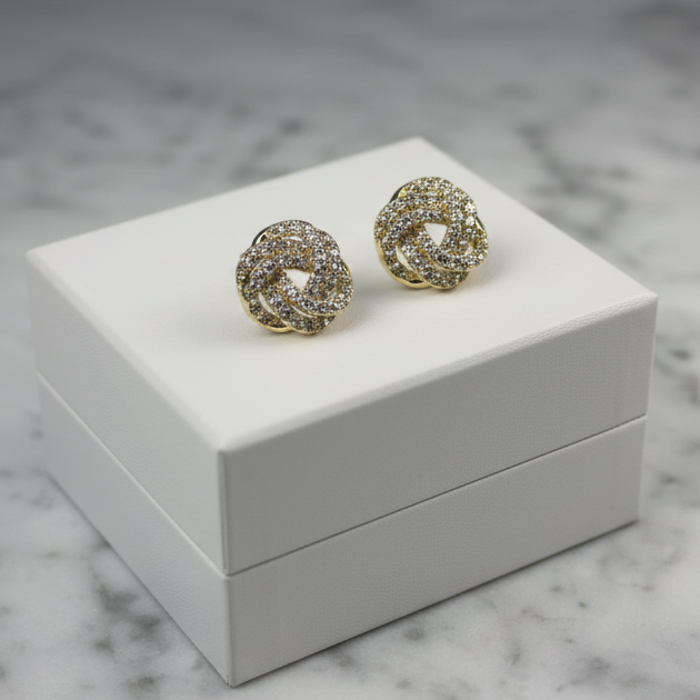 Pave Knot Post Earring