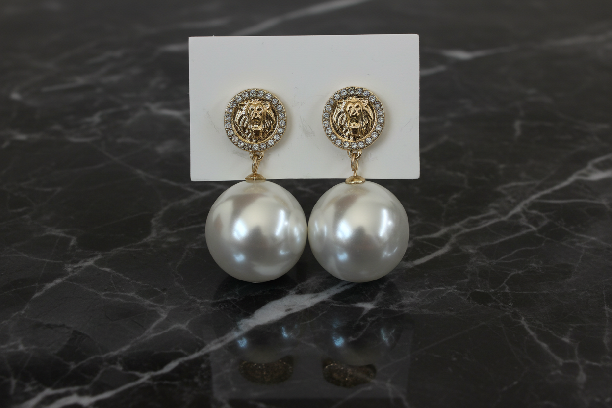 Jan H CZ Pearl Drop Earring 25mm