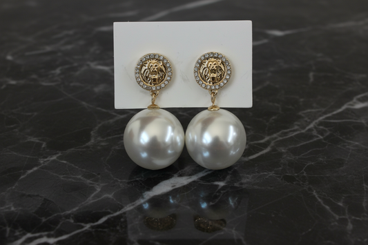 Jan H CZ Pearl Drop Earring 25mm