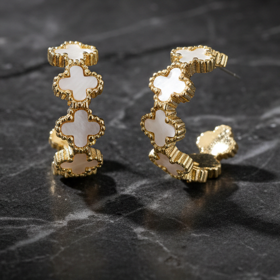 MOP Flower Hoop Earring
