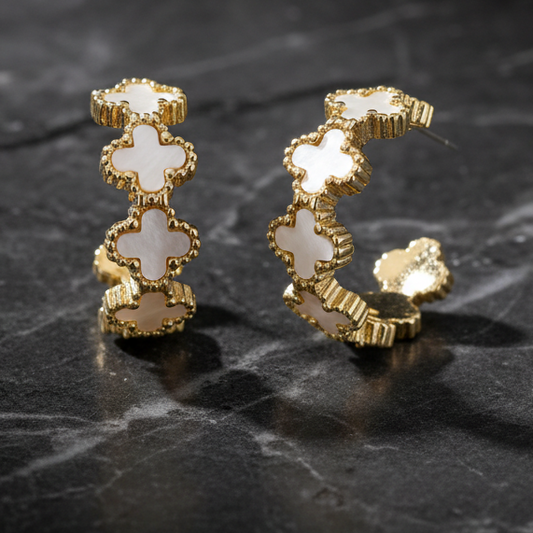 MOP Flower Hoop Earring