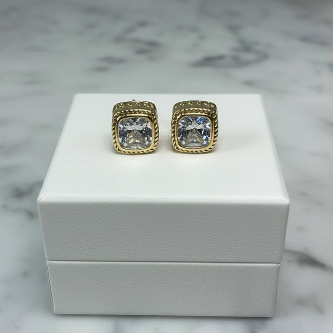 12mm Square CZ Earring