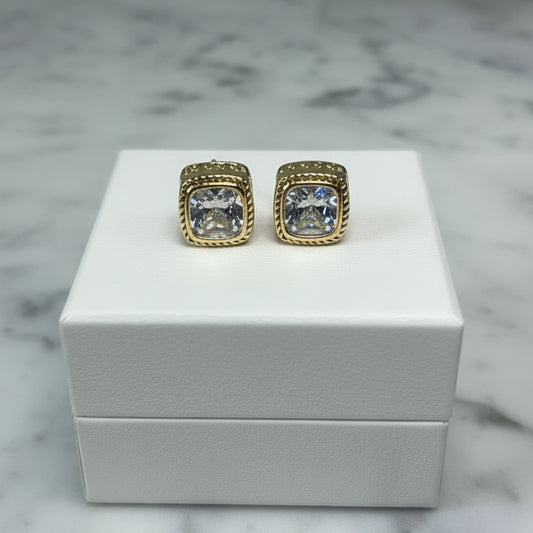 12mm Square CZ Earring