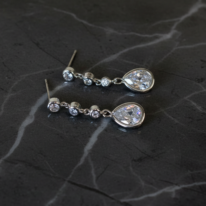 CZ Rain Drop Dangle Earring