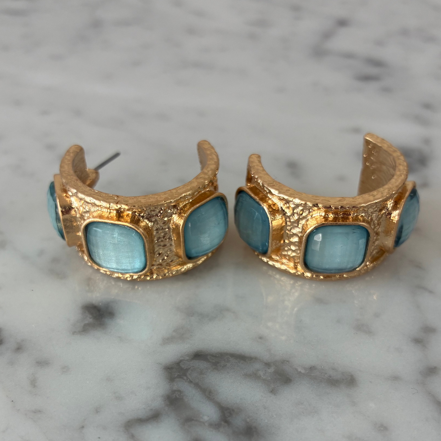 Chunky Gold Hoop w/ Stones