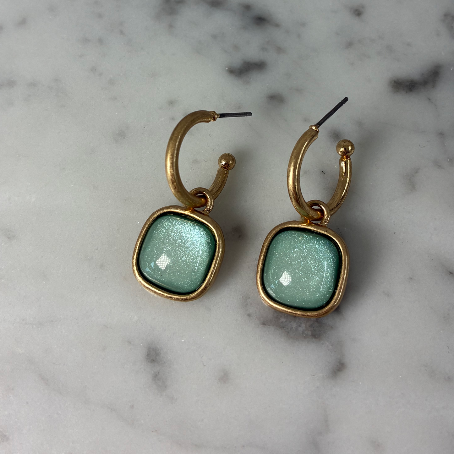 Square Stone Dangle Earring