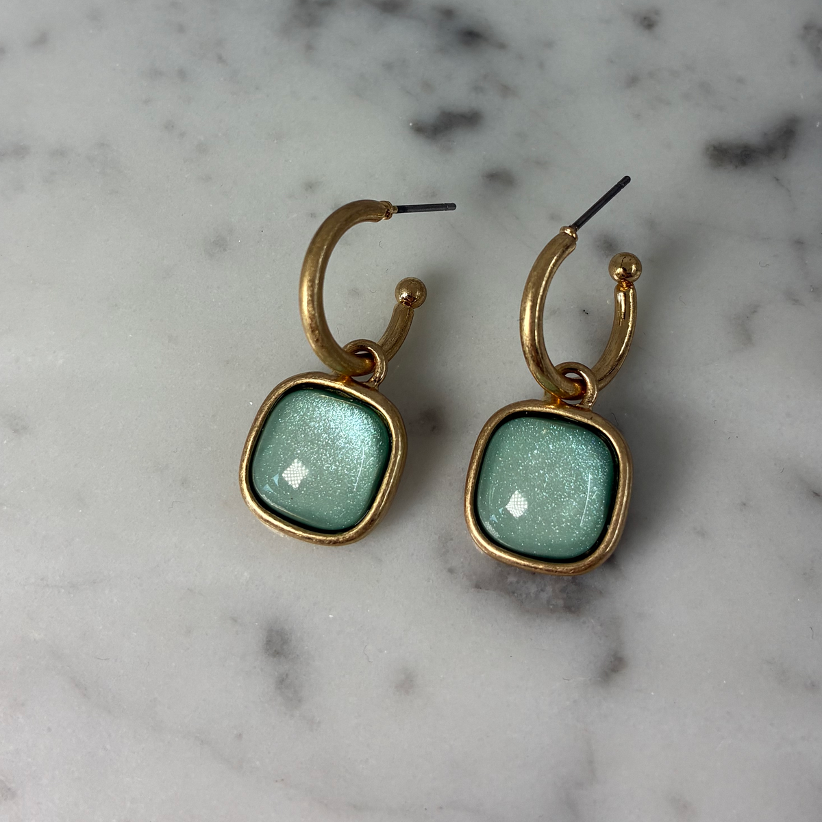 Square stone dangle earring by Bobk featuring a sleek geometric design and silver-tone finish.
