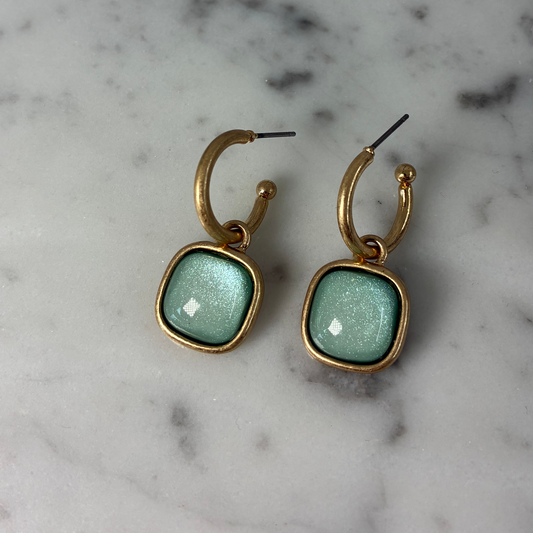 Square Stone Dangle Earring