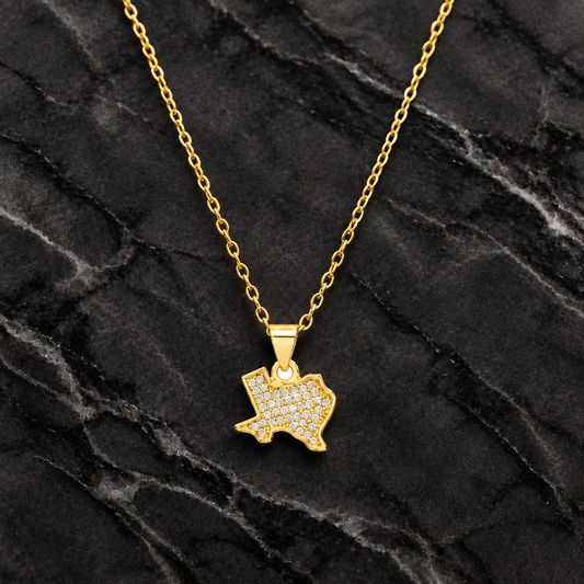 Silver State of Texas necklace by MILAA featuring a detailed Texas-shaped pendant on a delicate chain.