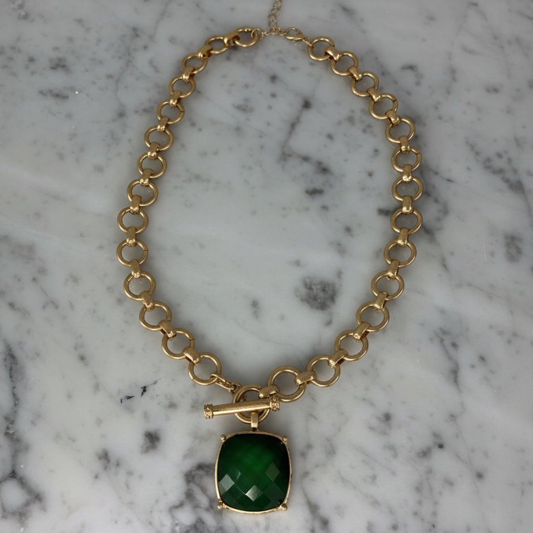 Bold Stone Toggle Necklace