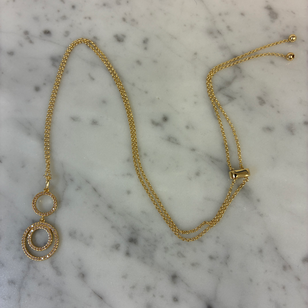 CZ Circles Slide Lock Necklace