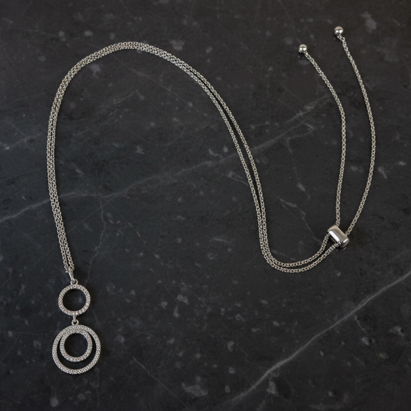 CZ Circles Slide Lock Necklace