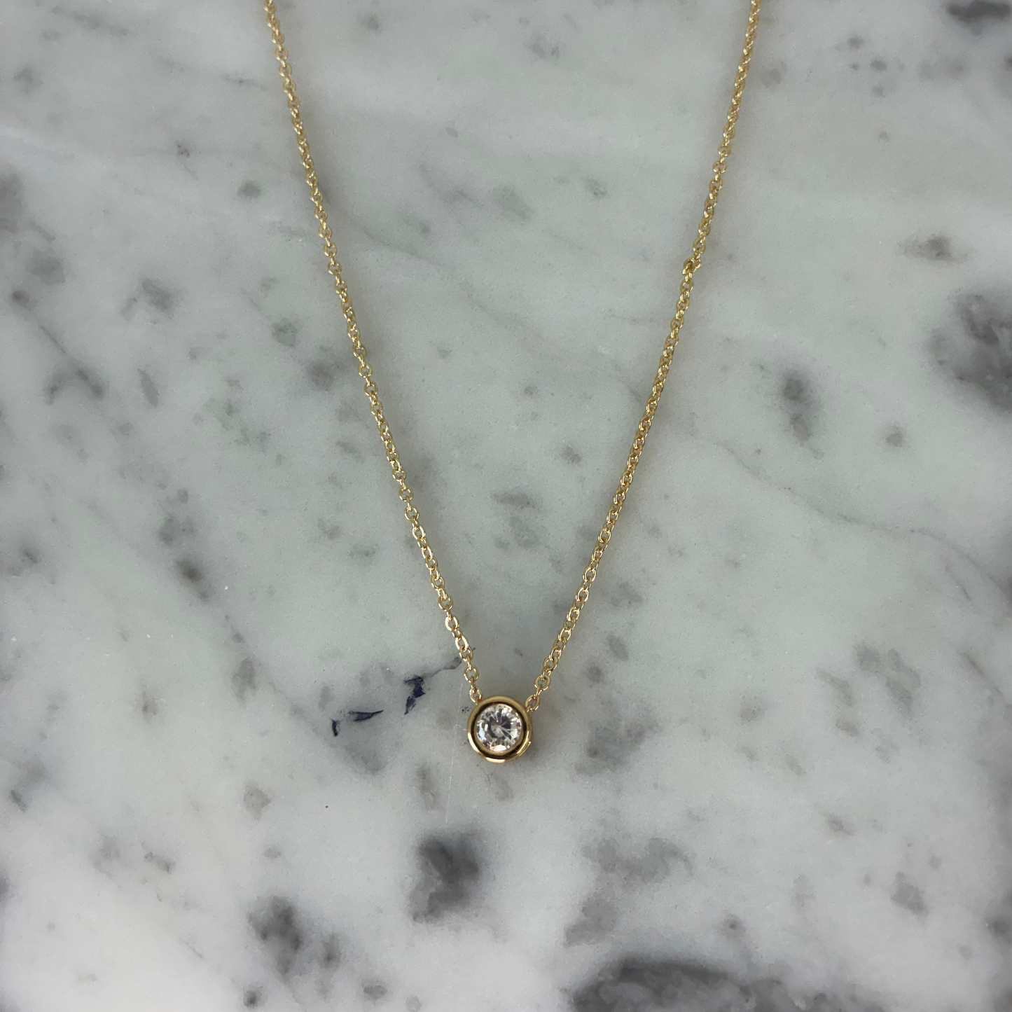 Bezel Set Solitaire CZ Necklace