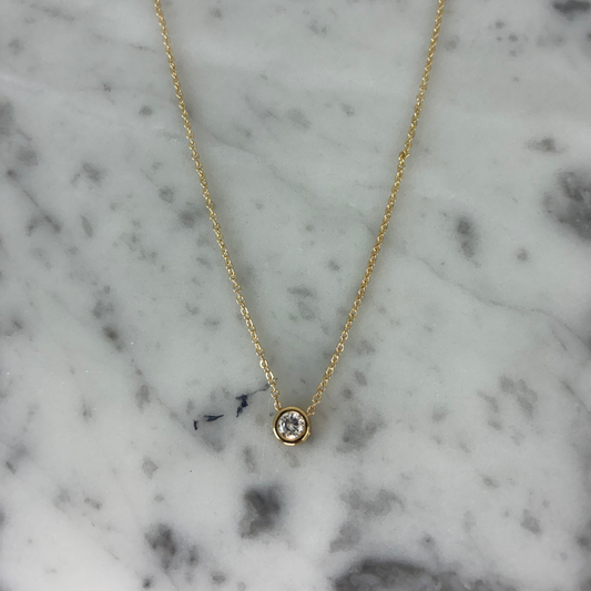 Bezel Set Solitaire CZ Necklace